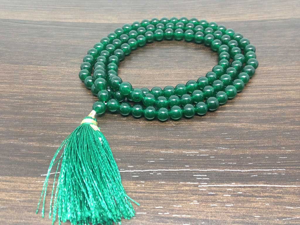 Natural Green Jade Beads Mala - 108 Prayer Beads For Mediation  DestGlow