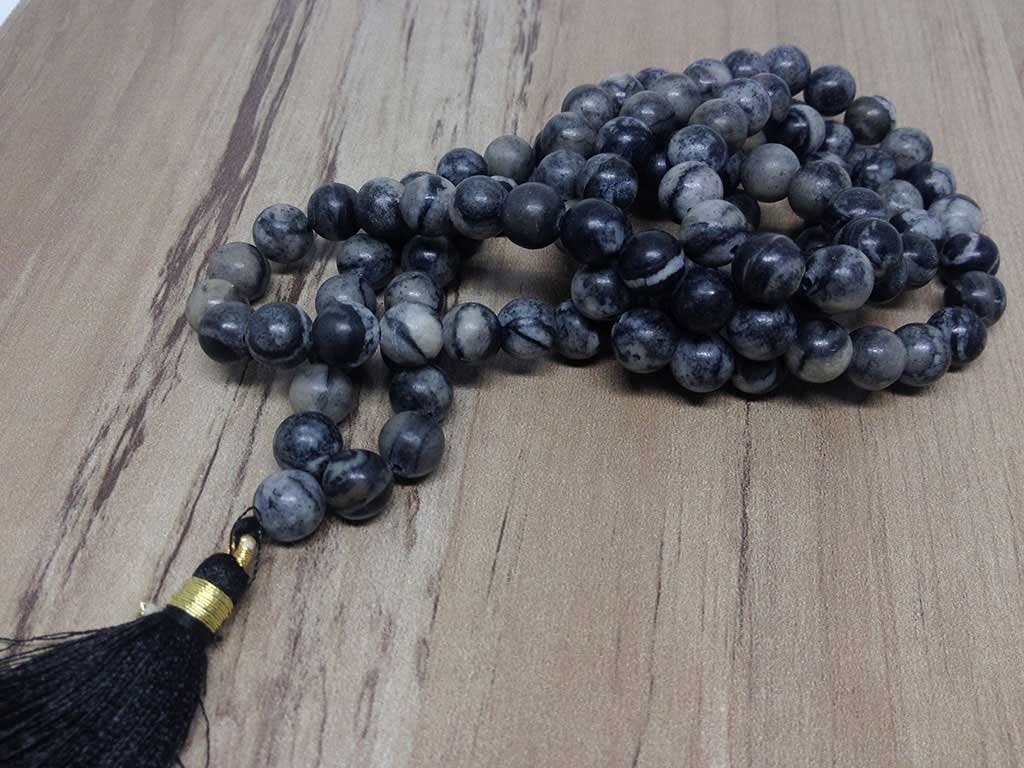 Picasso Jasper Gemstone Mala, 108 Prayer Bead Mala.  DestGlow