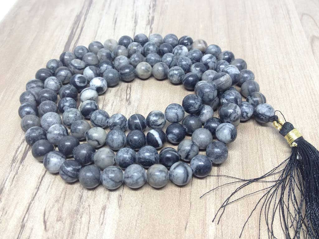 Picasso Jasper Gemstone Mala, 108 Prayer Bead Mala.  DestGlow