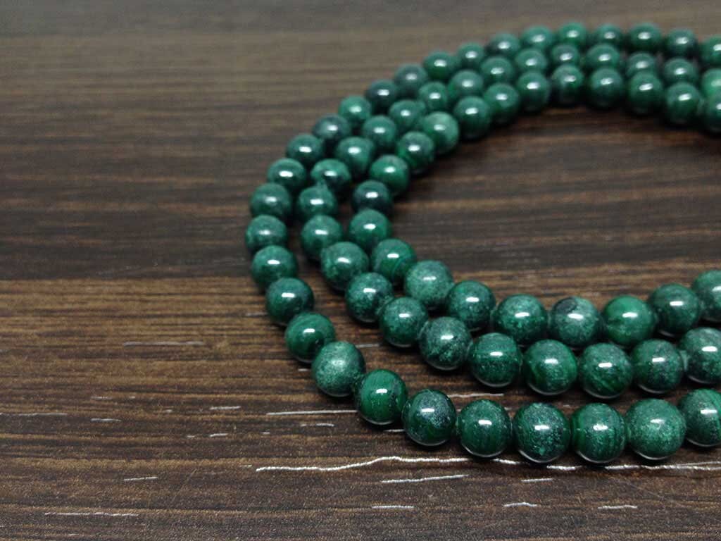 Natural Malachite Gemstone Mala, 108 Prayer Bead Mala.  DestGlow