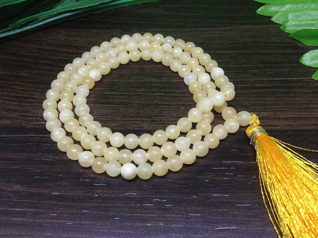 Honey Calcite Gemstone Mala, 108 Prayer Bead Mala  DestGlow