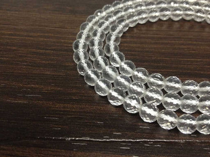 One (1) Natural 8mm Clear Quartz Faceted Mala With 108 Prayer Beads For Mediation Sphatik Mala Jap Mala Necklace ~ JP121  DestGlow
