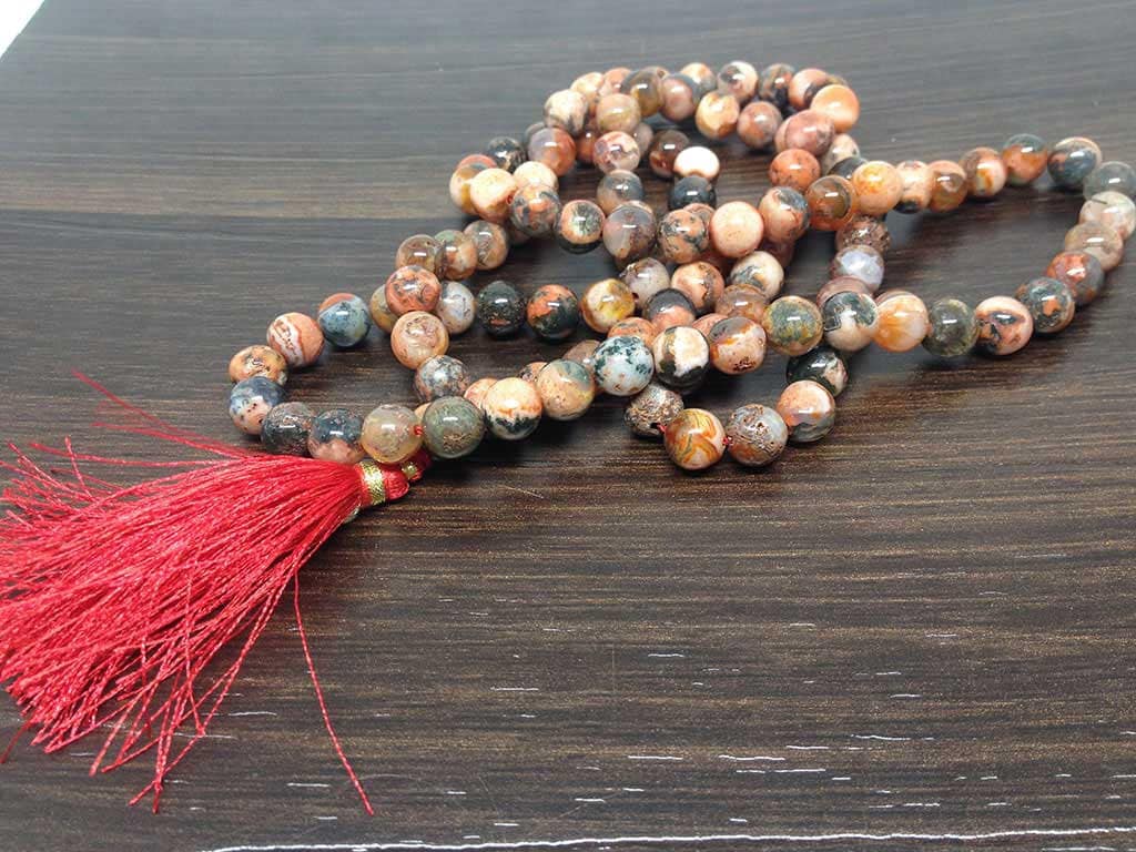 Natural Fire Agate Mala With 108 Prayer Beads Perfect For Mediation  DestGlow