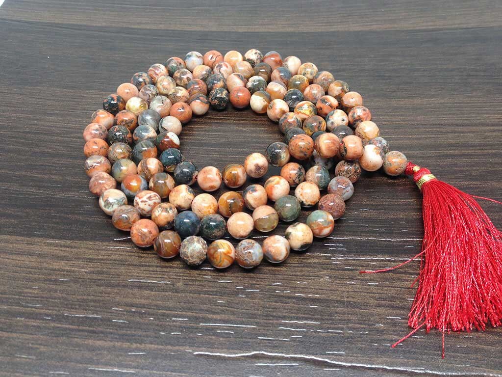 Natural Fire Agate Mala With 108 Prayer Beads Perfect For Mediation  DestGlow