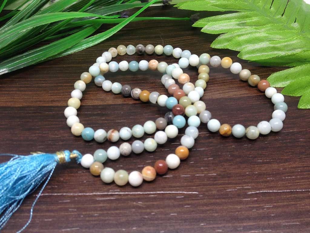One (1) Nicely Hand Crafted 6mm Amazonite Mala With 108 Prayer Beads For Mediation Amazonite Jap Mala ~ JP101  DestGlow