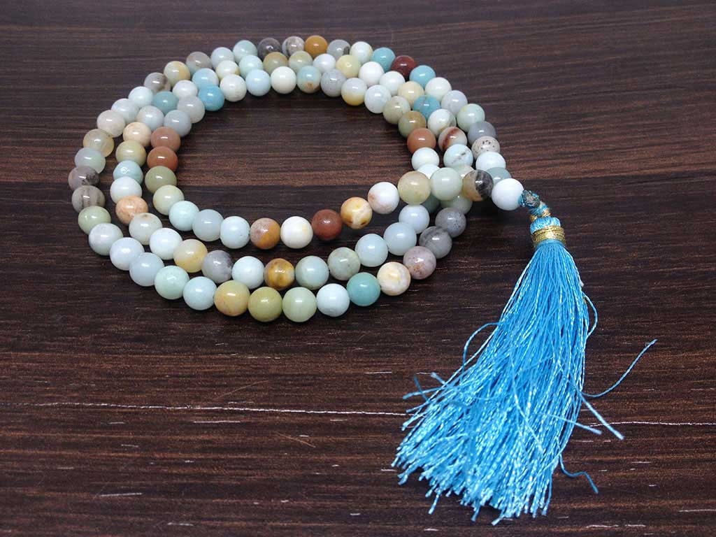 One (1) Nicely Hand Crafted 6mm Amazonite Mala With 108 Prayer Beads For Mediation Amazonite Jap Mala ~ JP101  DestGlow