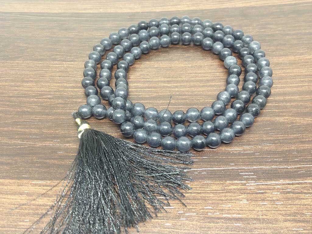 One (1) Natural 6mm Iolite Mala With 108 Prayer Beads For Mediation Iolite Jap Mala  DestGlow