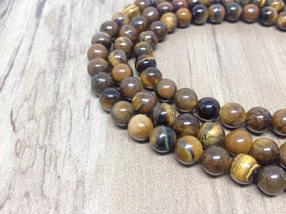 Tiger Eye Gemstone Mala, 108 Prayer Bead Mala.  DestGlow