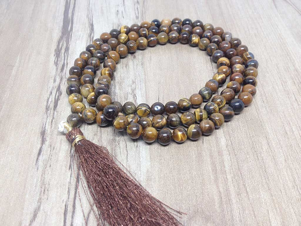 One (1) Nicely Hand Crafted 6mm Tiger Eye mala With 108 Prayer Beads Perfect For Meditation Tiger Eye jap Mala Prayer Mala Tiger Eye ~ JP169  DestGlow