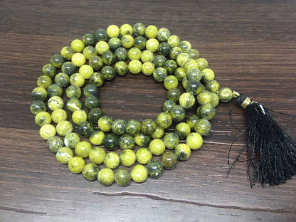 One (1) Natural 8mm Serpentine Mala With 108 Prayer Beads Perfect For Mediation Tibetan mala Jap mala Prayer Mala Necklace ~ JP538  DestGlow