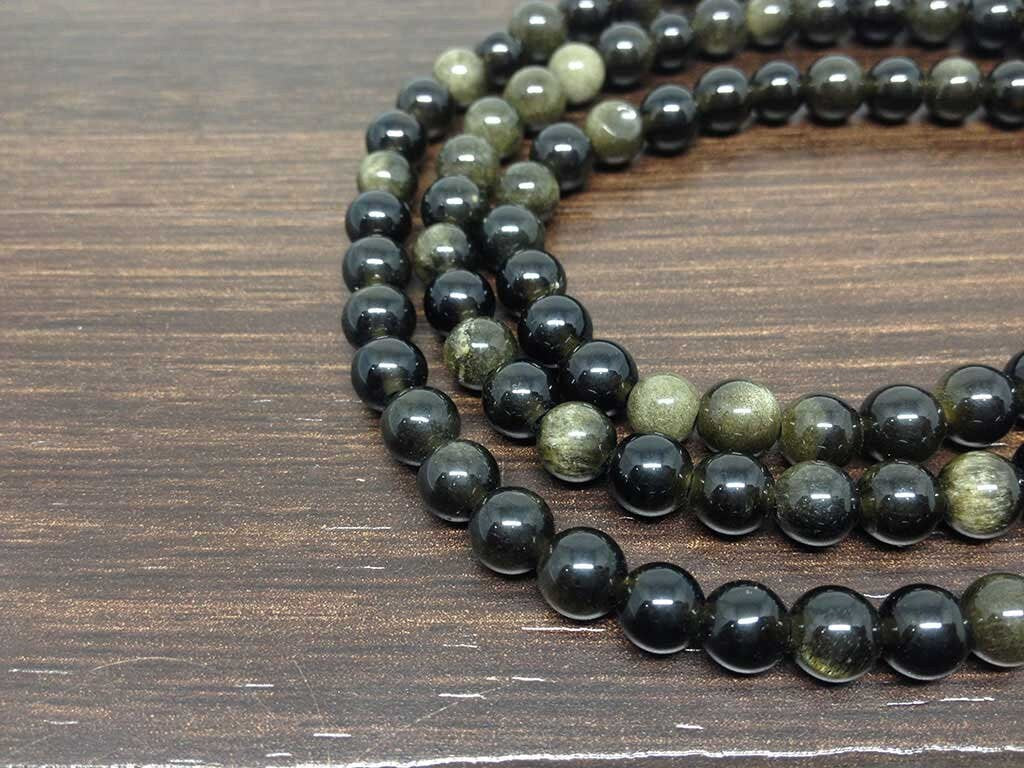 One (1) Natural 6mm Rainbow Black obsidian Mala With 108 Prayer Beads Perfect For Mediation Jap mala Prayer mala Necklace ~ JP150  DestGlow