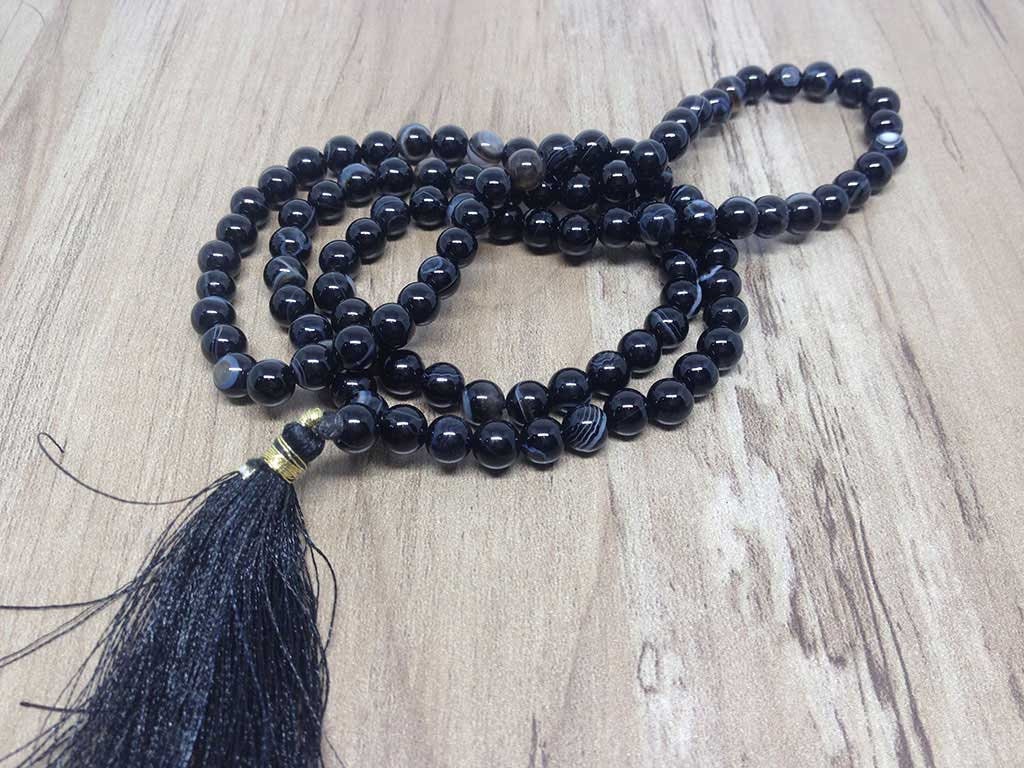 One (1) Natural 6mm Black Sulemani Agate Mala With 108 Prayer Beads Perfect For Mediation Spiritua Mala Prayer  DestGlow