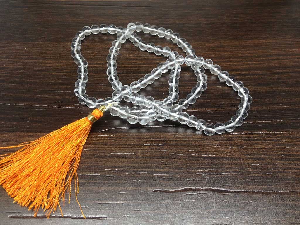 Natural Clear Quartz Mala - 108 Prayer Beads Perfect For Mediation  DestGlow