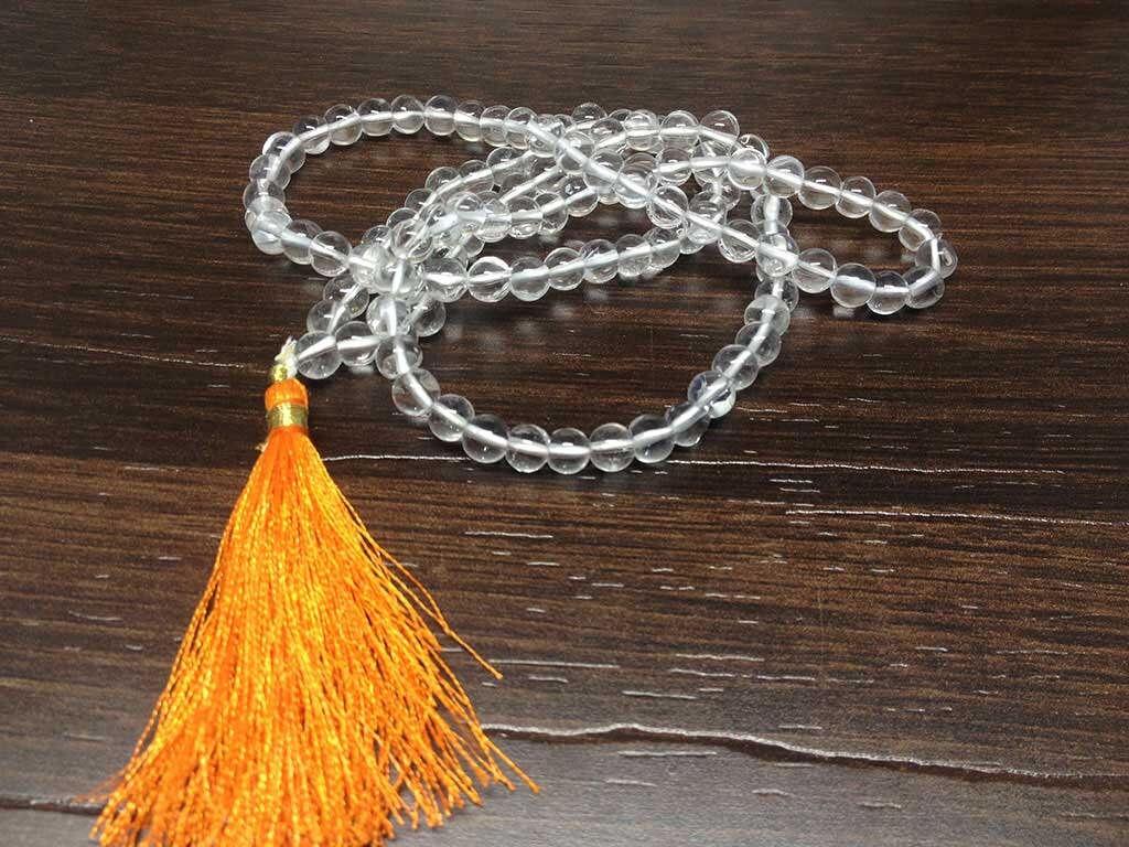 Natural Clear Quartz Mala - 108 Prayer Beads Perfect For Mediation  DestGlow