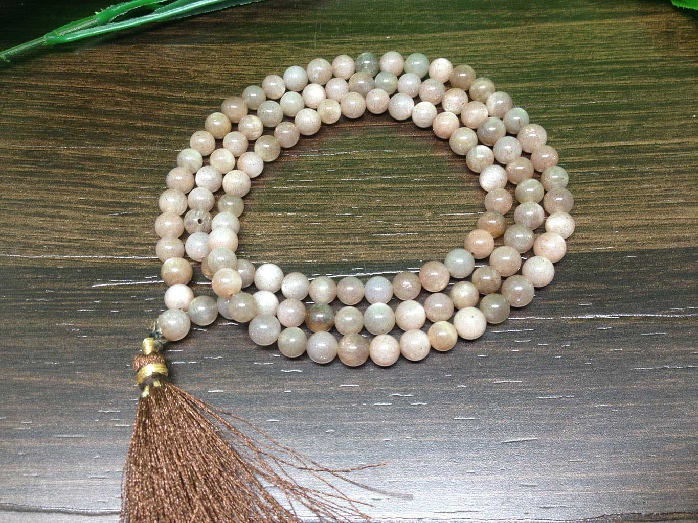 Sunstone Gemstone Mala, 108 Prayer Bead Mala.  DestGlow