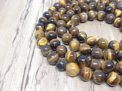 One (1) Natural 8mm Tiger Eye Mala With 108 Prayer Beads For Mediation Tibetan Mala Tiger Eye Jap mala Necklace ~ JP540  DestGlow