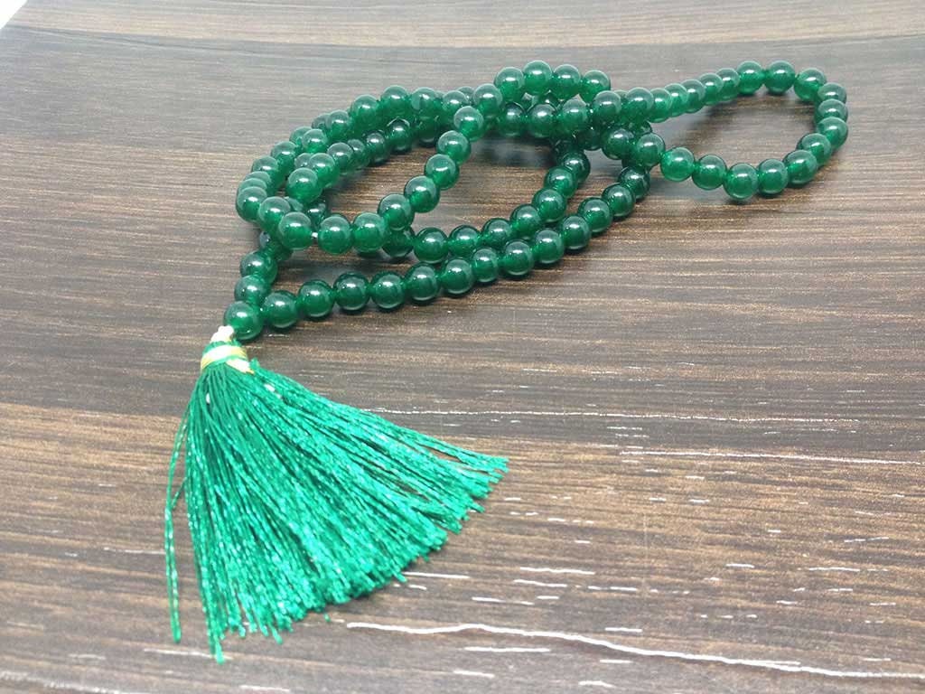 Natural Green Jade Beads Mala - 108 Prayer Beads For Mediation  DestGlow