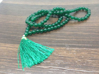 Natural Green Jade Beads Mala - 108 Prayer Beads For Mediation  DestGlow