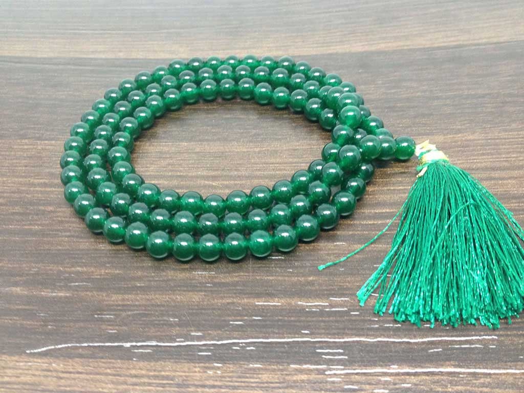 Natural Green Jade Beads Mala - 108 Prayer Beads For Mediation  DestGlow