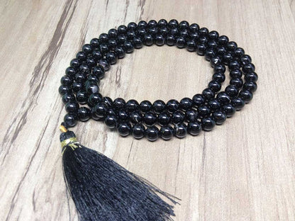 Black Tourmaline Gemstone Mala, 108 Prayer Beads Mala.  DestGlow