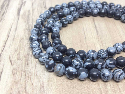 Snowflake Black Obsidian Mala With 108 Prayer Beads Jap Mala.  DestGlow
