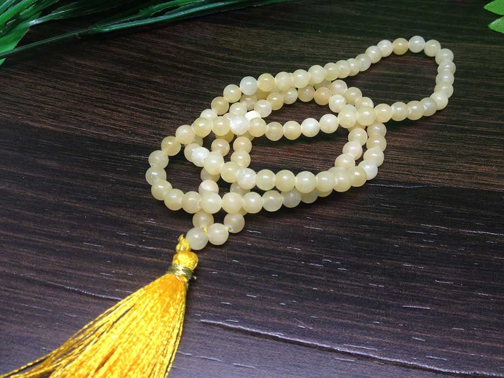 Honey Calcite Gemstone Mala, 108 Prayer Bead Mala  DestGlow