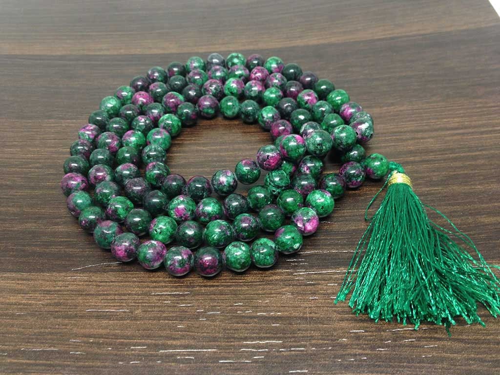 Ruby Zoisite Gemstone Mala, 108 Prayer Bead Mala.  DestGlow