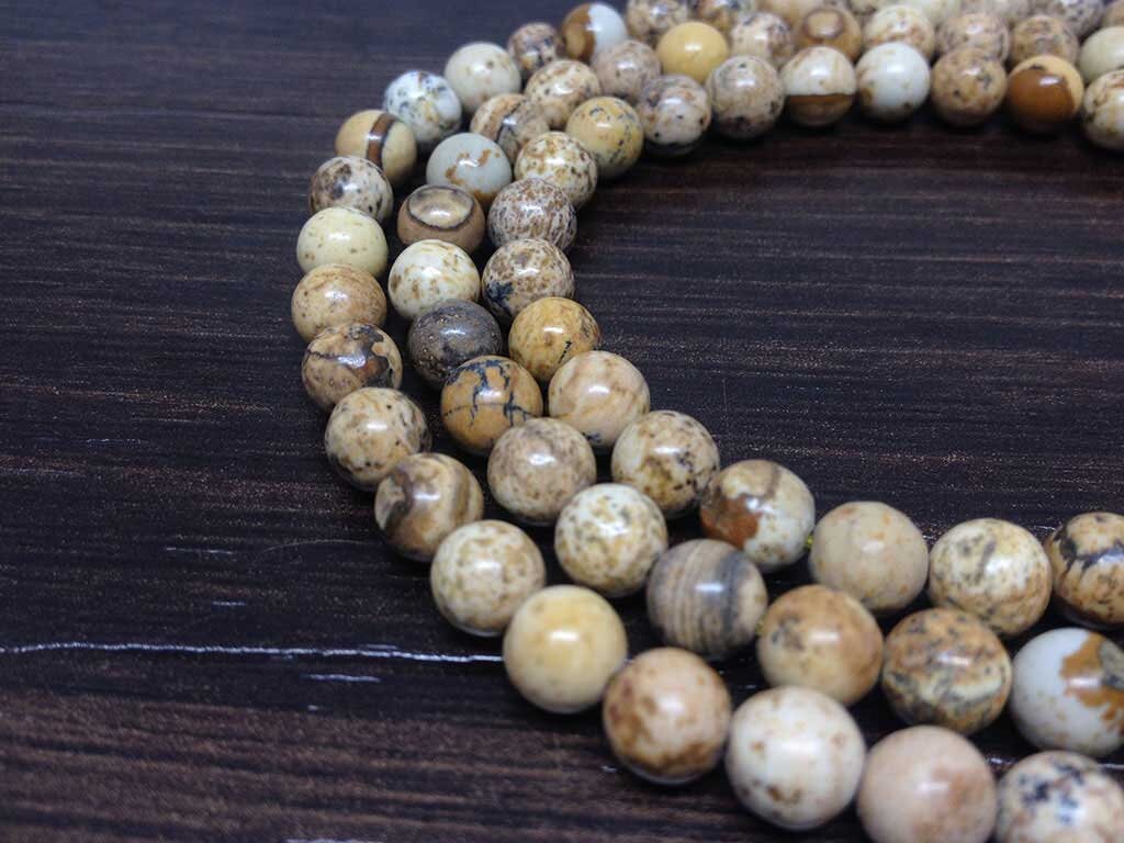 Picture Jasper Gemstone Mala, 108 Prayer Bead Mala.  DestGlow