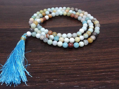 One (1) Nicely Hand Crafted 6mm Amazonite Mala With 108 Prayer Beads For Mediation Amazonite Jap Mala ~ JP101  DestGlow