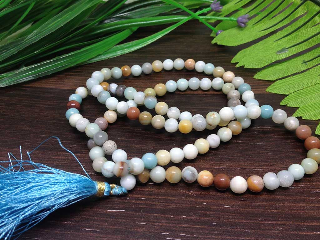 One (1) Nicely Hand Crafted 6mm Amazonite Mala With 108 Prayer Beads For Mediation Amazonite Jap Mala ~ JP101  DestGlow