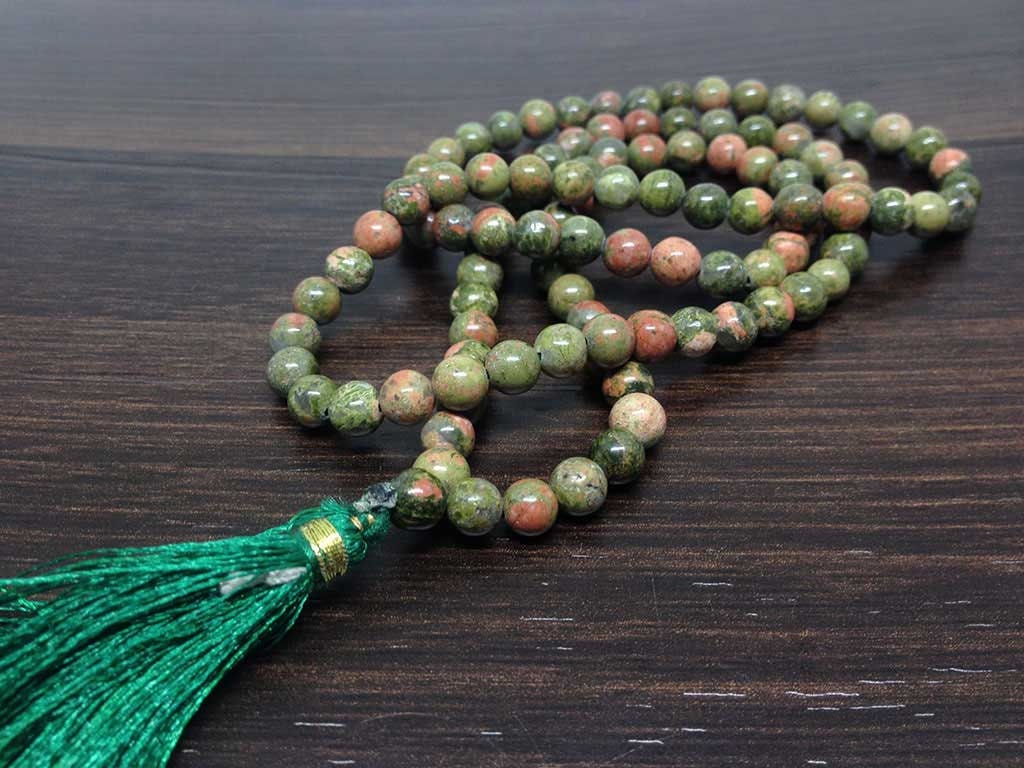 Unakite Gemstone Mala, 108 Prayer Bead Mala  DestGlow