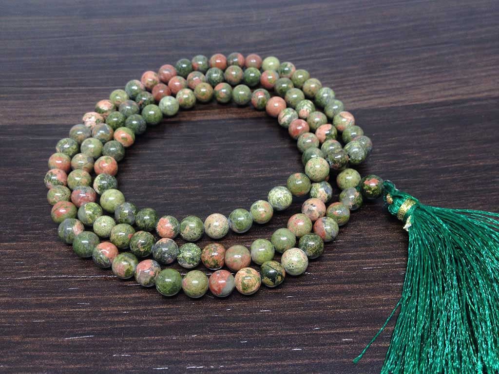Unakite Gemstone Mala, 108 Prayer Bead Mala  DestGlow