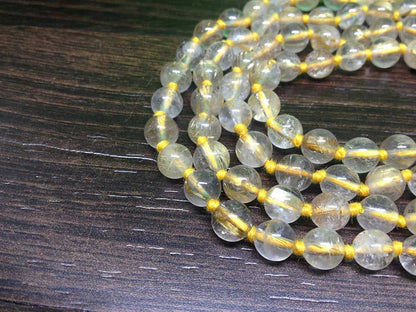 One (1) Natural 6mm Golden Rutile Knotted Mala With 108 Prayer Beads For Mediation Golden Rutile Mala ~ JP123  DestGlow