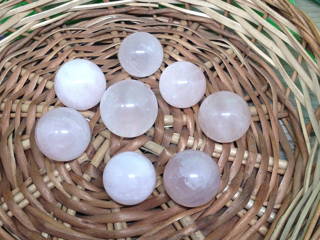 1 inches Rose Quartz Sphere, Rose Quartz Crystal Ball.  DestGlow