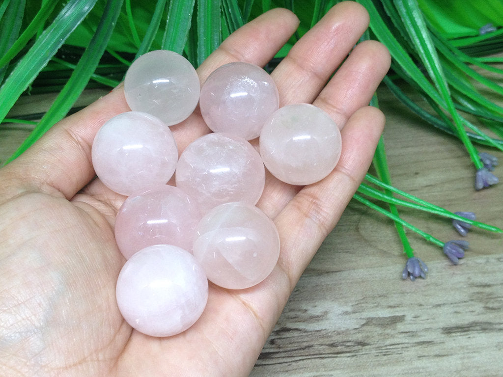1 inches Rose Quartz Sphere, Rose Quartz Crystal Ball.  DestGlow