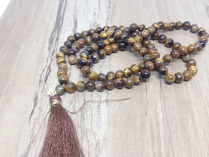 One (1) Nicely Hand Crafted 6mm Tiger Eye mala With 108 Prayer Beads Perfect For Meditation Tiger Eye jap Mala Prayer Mala Tiger Eye ~ JP169  DestGlow