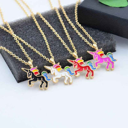 Bath Bomb Gift Set with Unicorn necklaces hidden in each bath bomb, 1 each black, white, red and rose, great for parties and gifts