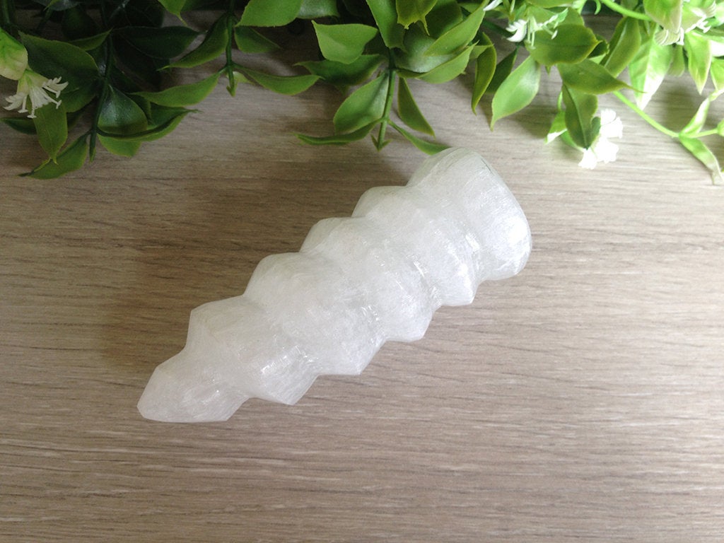 Polished Selenite Spiral Point, Selenite Crystals Spiral Tower  DestGlow