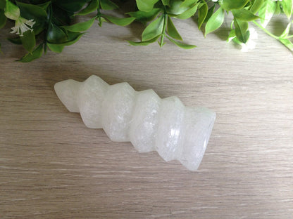 Polished Selenite Spiral Point, Selenite Crystals Spiral Tower  DestGlow