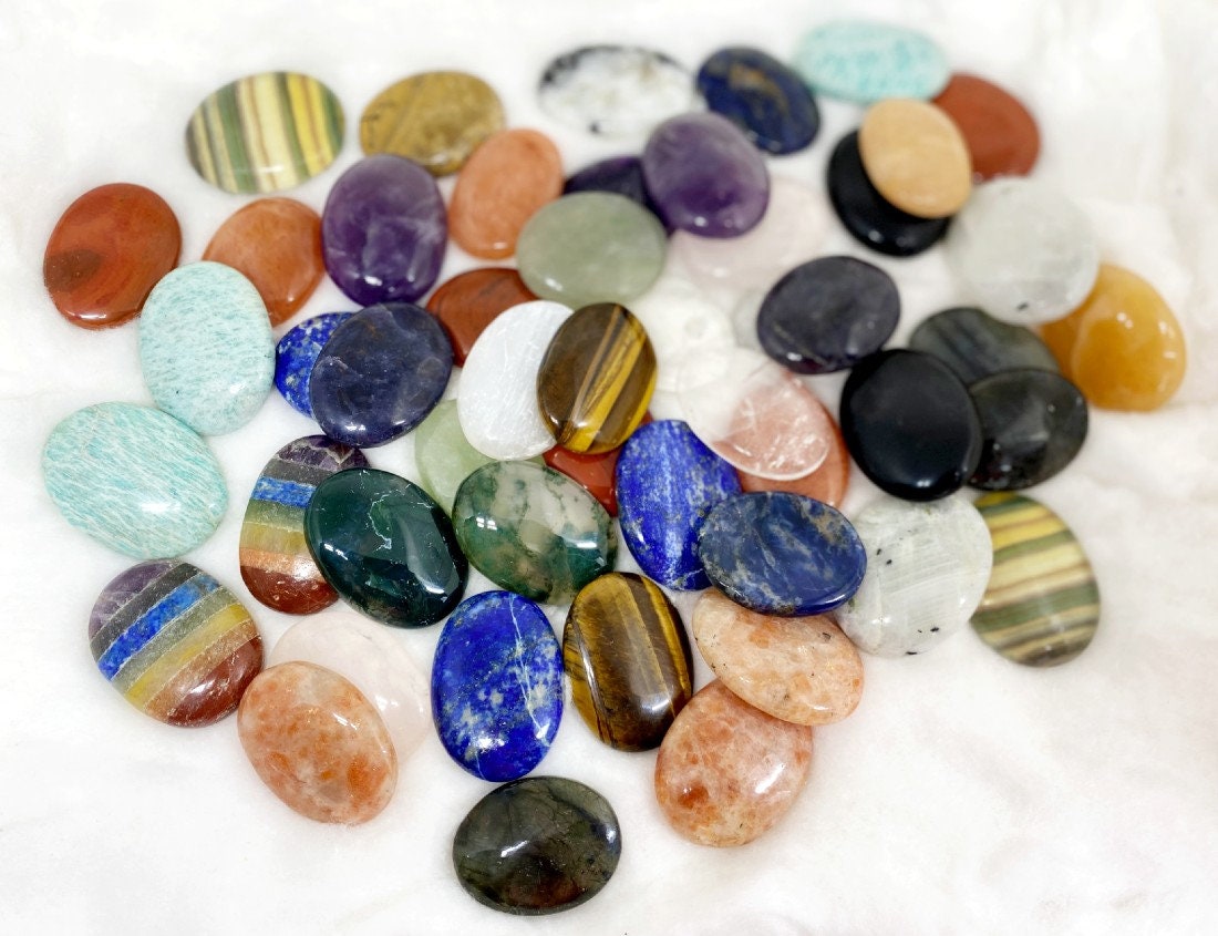 Mix 50pcs Bulk Worry Stones ,Wholesale Worry Stones, Bulk Pocket Palm Stones  DestGlow