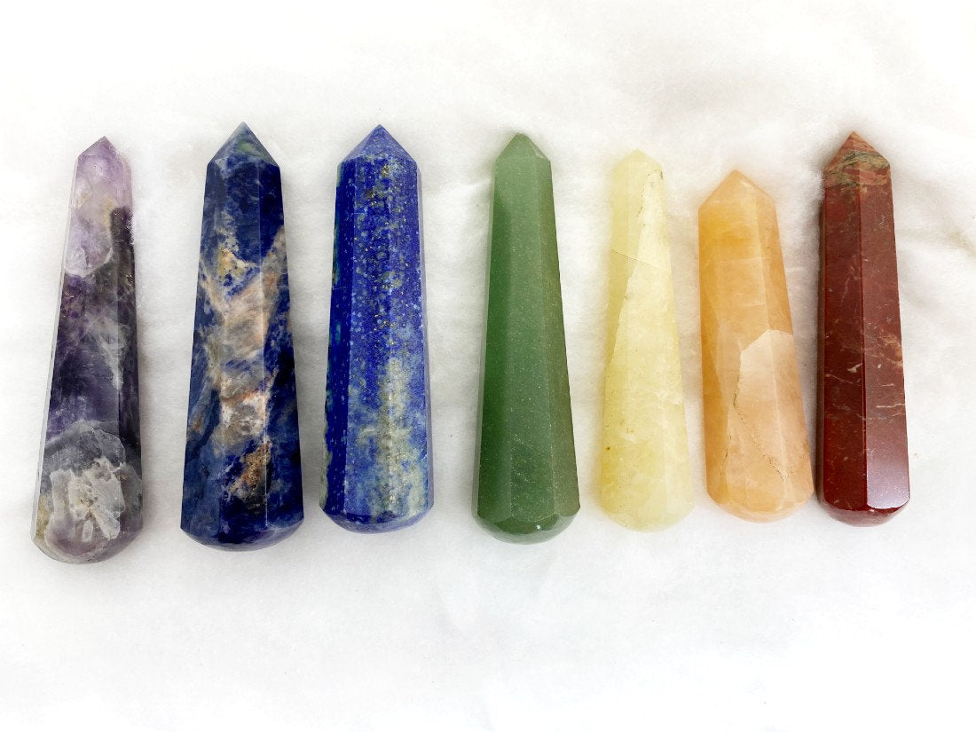 Set of 7 Chakra Faceted  Massage Healing Wand  DestGlow