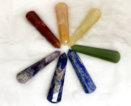 Set of 7 Chakra Faceted  Massage Healing Wand  DestGlow