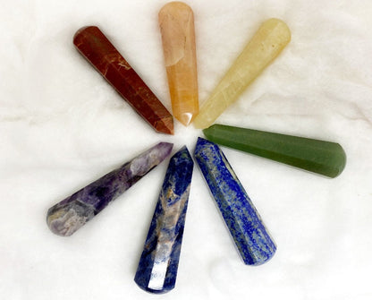 Set of 7 Chakra Faceted  Massage Healing Wand  DestGlow