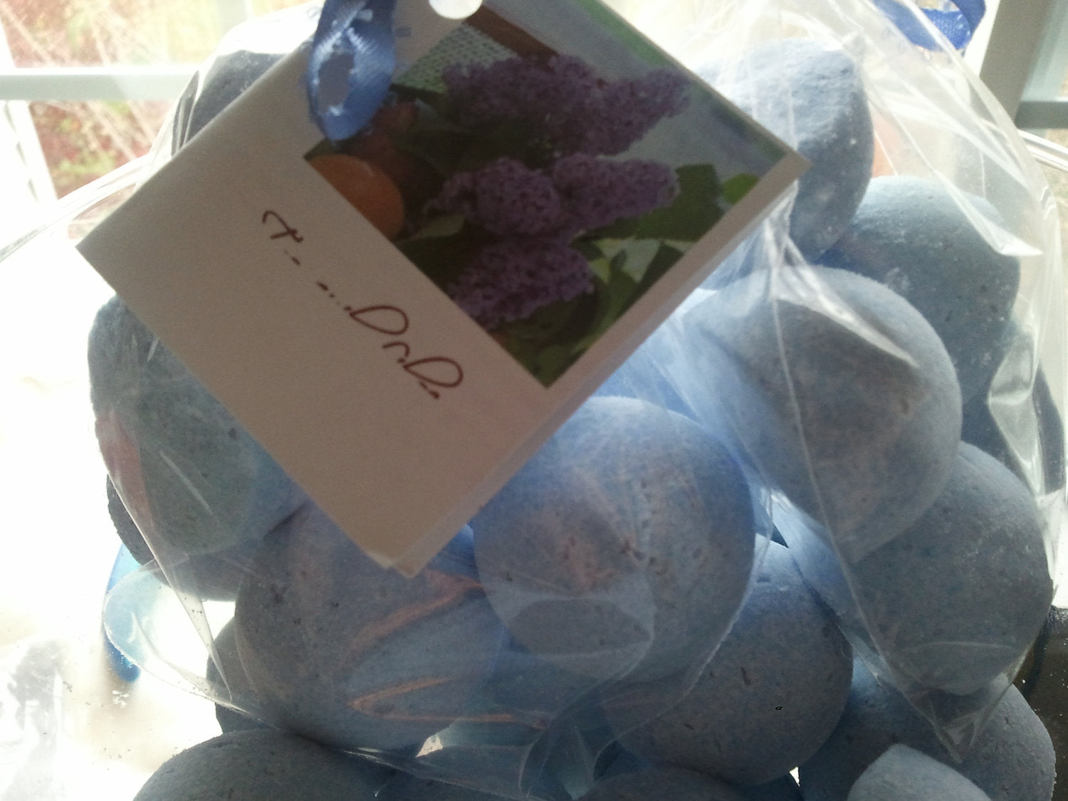 14 bath bombs in French Lilac fragrance, gift bag bath fizzies, great for dry skin, shea, cocoa, 7 ultra rich oils by Spa Pure
