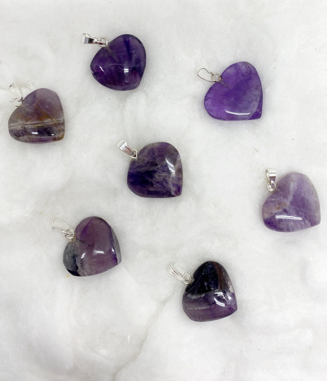Amethyst Flat Heart Pendant Stone Pendants  DestGlow