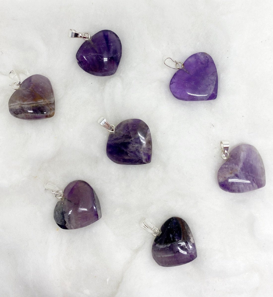 Amethyst Flat Heart Pendant Stone Pendants  DestGlow