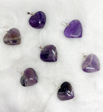 Amethyst Flat Heart Pendant Stone Pendants  DestGlow