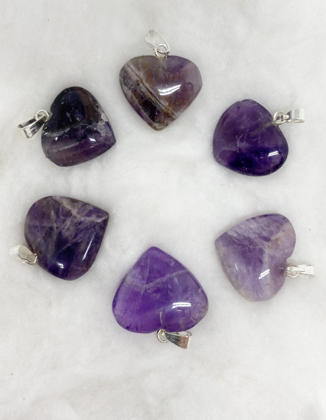 Amethyst Flat Heart Pendant Stone Pendants  DestGlow