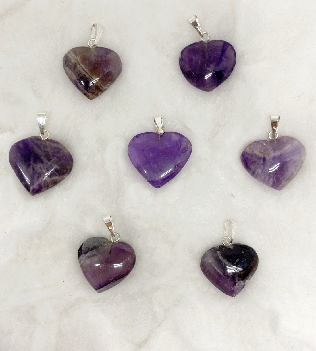 Amethyst Flat Heart Pendant Stone Pendants  DestGlow