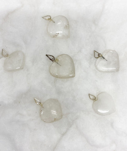 Crystal Quartz Flat Heart Pendant Stone Pendants  DestGlow